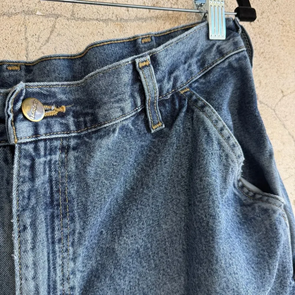 Y2K Carhartt Carpenter Jeans 36x30 Baggy Dunagree Fit Med‎ Wash Distressed Denim